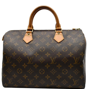 LOUIS VUITTON Speedy 30 Monogram Canvas Satchel Bag Brown