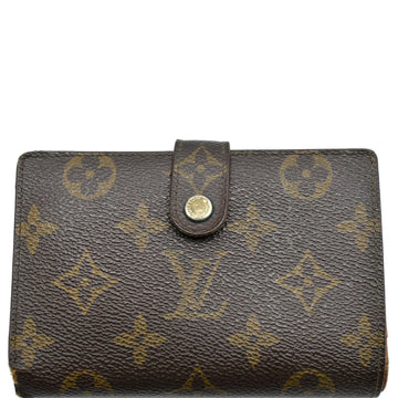 LOUIS VUITTON French Kisslock Monogram Canvas Wallet Brown