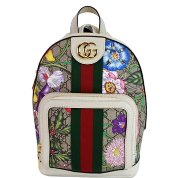 GUCCI Ophidia GG Flora Small Supreme Canvas Backpack Bag Beige 547965