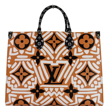 LOUIS VUITTON Onthego GM Crafty Monogram Giant Canvas Shoulder Bag Caramel