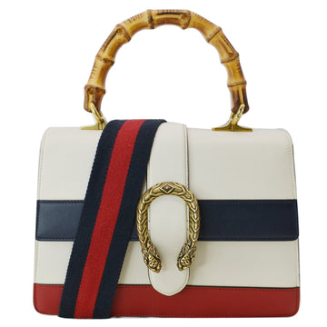 GUCCI Dionysus Bamboo Medium Leather Top Handle Shoulder Bag White - 10% Off