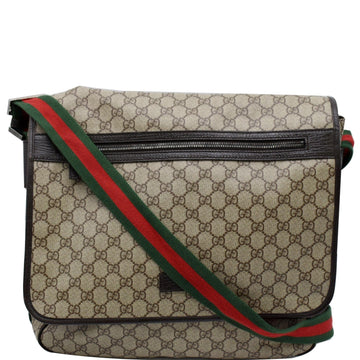 GUCCI GG  Web Canvas Messenger Bag Beige/Ebony 189748