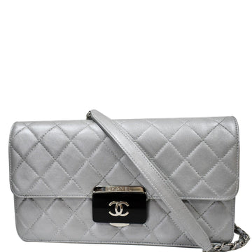 CHANEL Beauty Lock Mini Flap Quilted Sheepskin Leather Shoulder Bag Silver - 10% OFF