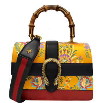 GUCCI Dionysus Medium Top Handle Floral Jacquard Shoulder Bag Gold 448075