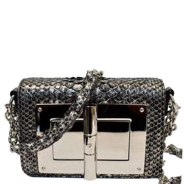 TOM FORD Natalia Small Chain Turnlock Shoulder Bag Silver - 15% OFF