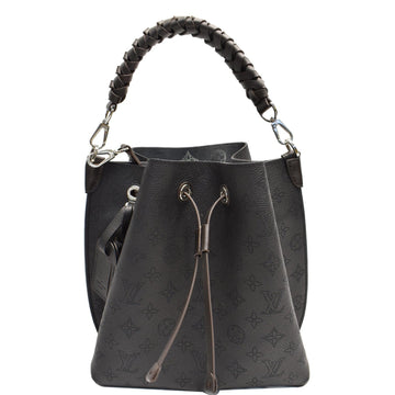 LOUIS VUITTON Muria Mahina Perforated Leather Shoulder Bag Black