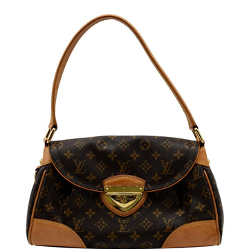 LOUIS VUITTON Beverly MM Monogram Canvas Satchel Bag Brown