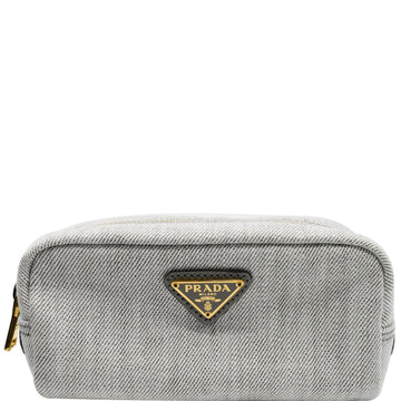 PRADA Milano Denim Canvas Pouch Bag Grey - 10% OFF