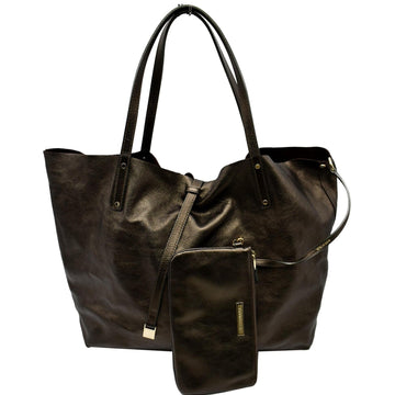 Tiffany & Co. Metallic Reversible Leather Tote Bag Bronze