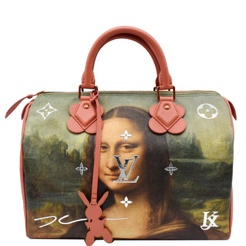 LOUIS VUITTON Jeff Koons DaVinci Speedy 30 Coated Canvas Satchel Bag Multicolor