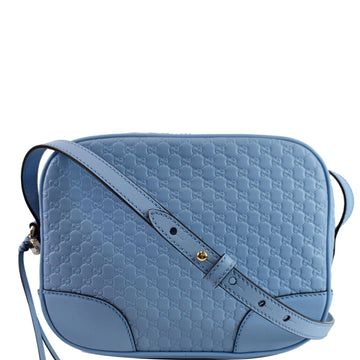 GUCCI Bree Micro GG Guccissima Leather Crossbody Bag Light Blue 449413