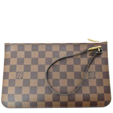 LOUIS VUITTON Pochette Wristlet Pouch Damier Ebene Neverfull MM Rose Ballerine