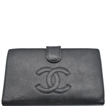 CHANEL  CC Caviar Leather Bifold Wallet Black
