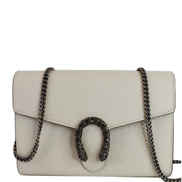 GUCCI Dionysus Mini Leather Chain Shoulder Bag White 401231