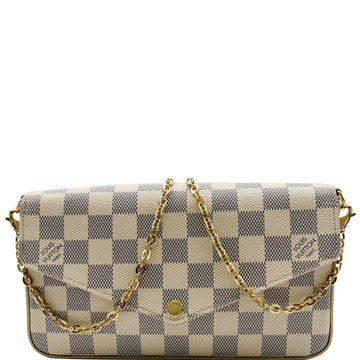 LOUIS VUITTON Felicie Pochette Damier Azur Crossbody Bag White