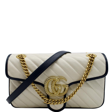 GUCCI Torchon GG Marmont Small  Matelasse Shoulder Bag White