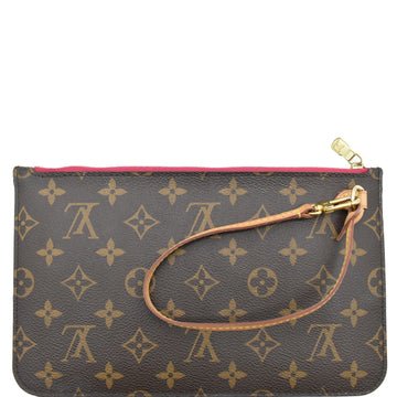 LOUIS VUITTON Neverfull MM Monogram Canvas Pochette Wristlet Pouch Brown
