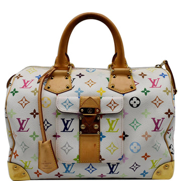 LOUIS VUITTON Speedy 30 Monogram Multicolor Satchel Bag White