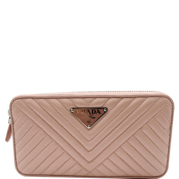 PRADA Nappa Mini Impunture Bandoliera Chain Leather Crossbody Bag Orchidea