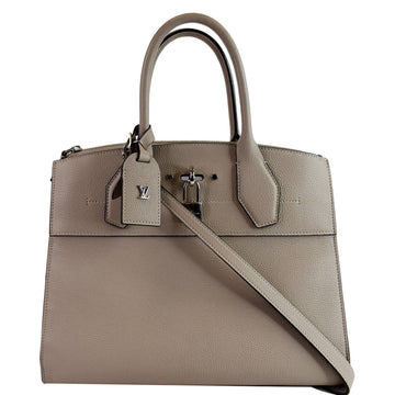 LOUIS VUITTON City Steamer MM Leather Shoulder Bag Grey