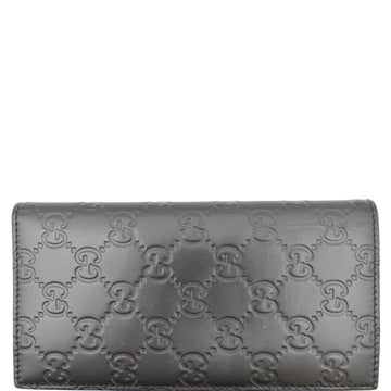 GUCCI Continental Long GG Guccissima Leather Wallet Black 224183