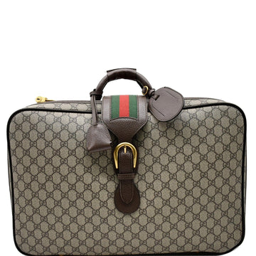 GUCCI Web GG Supreme Suitcase Travel Bag Beige 424501 - 25% OFF