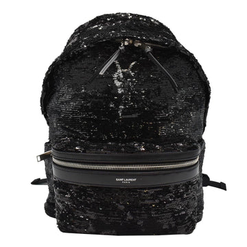 YVES SAINT LAURENT Mini City Sequin Leather Backpack Bag Black