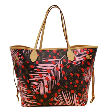 LOUIS VUITTON Neverfull MM Monogram Jungle Dot Shoulder Bag Brown - 25% OFF