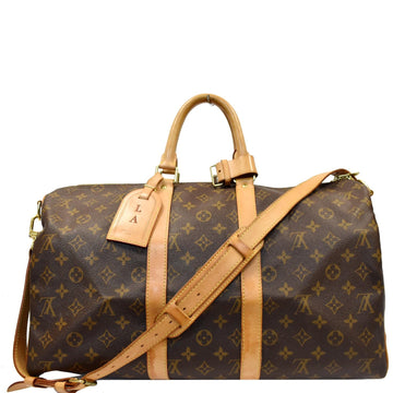 LOUIS VUITTON Keepall 45 Bandouliere Monogram Canvas Travel Bag Brown