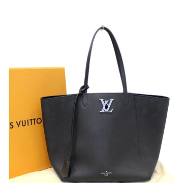 LOUIS VUITTON Lockme Cabas  Leather Shoulder Bag Black