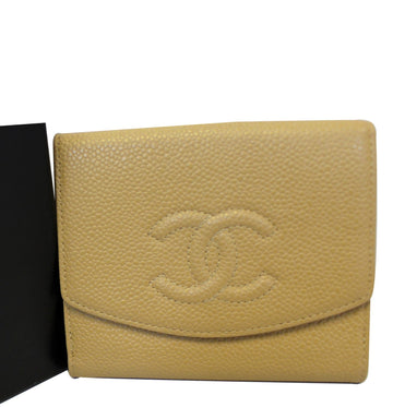 CHANEL Caviar Leather Leather Bifold Wallet