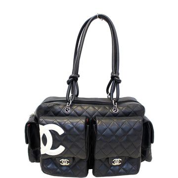CHANEL Black Quilted Leather Ligne Cambon Reporter Shoulder Bag