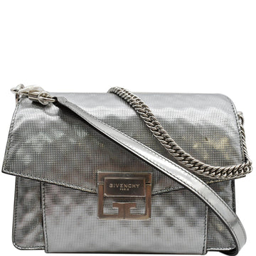 Givenchy Small Gv3  Leather Crossbody Bag Metallic Silver