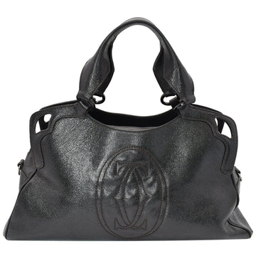 CARTIER Marcello de Cartier Leather Large Shoulder Bag Black
