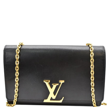 LOUIS VUITTON Chain Louise GM  Leather Shoulder Bag Black