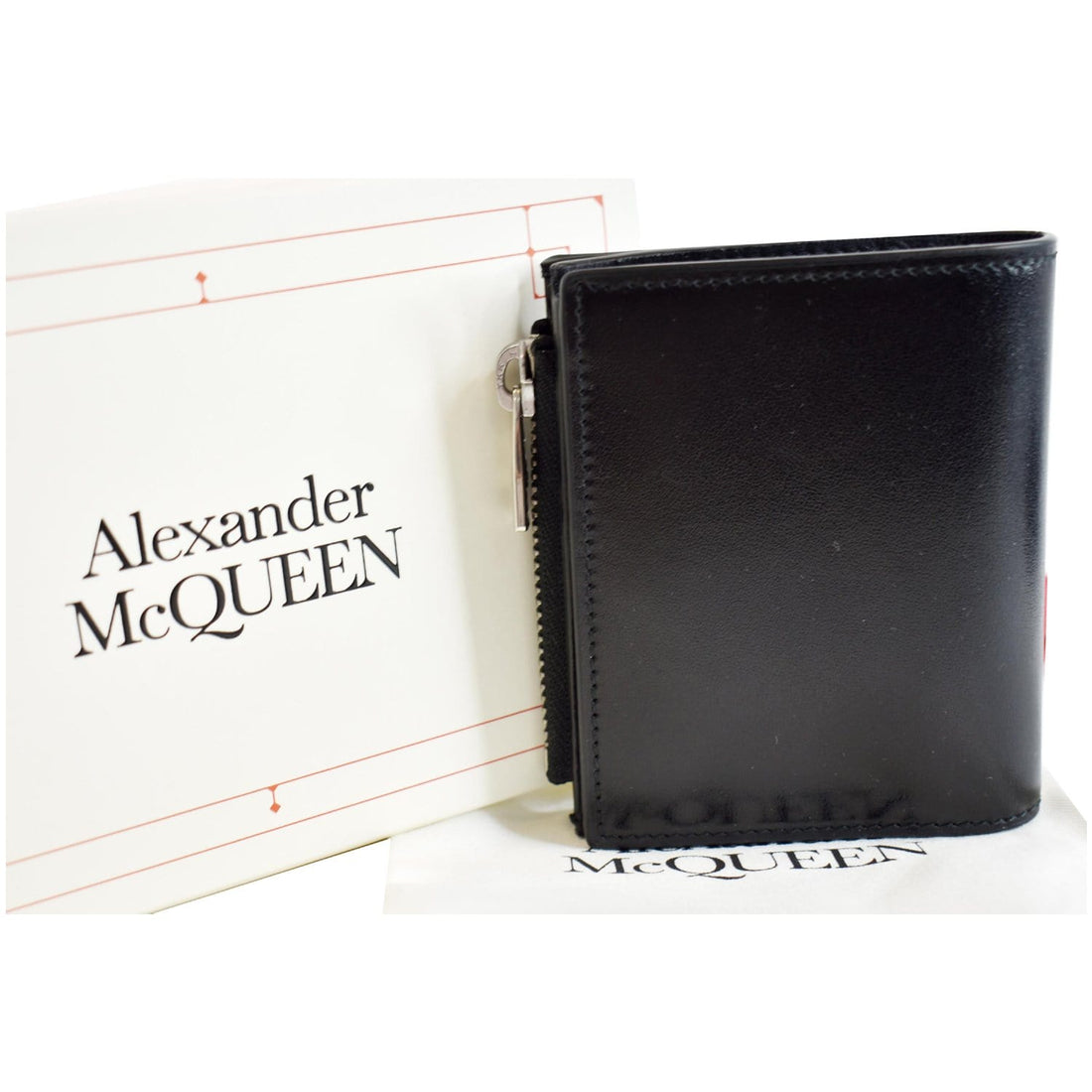 ALEXANDER MCQUEEN Logo-Print Leather Men's Black Wallet - 25% OFF