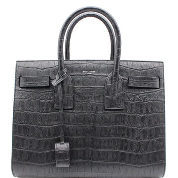YVES SAINT LAURENT Sac de Jour Small Crocodile-Embossed Satchel Bag Black
