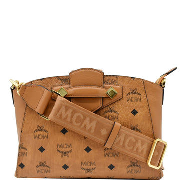 MCM Essential Small Visetos Crossbody Bag Cognac