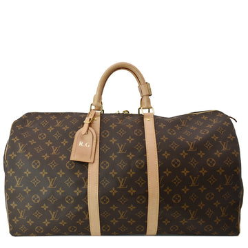 LOUIS VUITTON Keepall 55 Monogram Canvas Travel Bag Brown