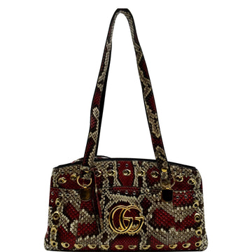 GUCCI Large Arli Snakeskin Leather Top Handle Shoulder Bag Multicolor 550130
