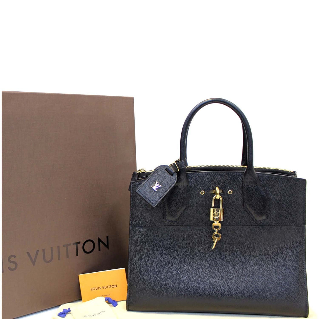 LOUIS VUITTON City Steamer MM Noir Black Leather Shoulder Bag