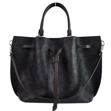 LOUIS VUITTON Girolata Monogram Mahina Leather Shoulder Bag Black