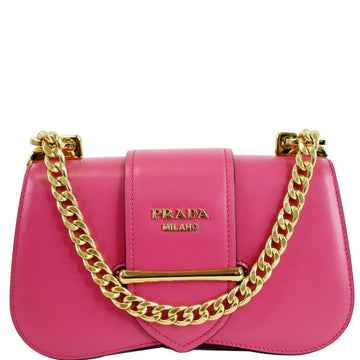 PRADA City Sidonie Small Leather Crossbody Bag Magenta