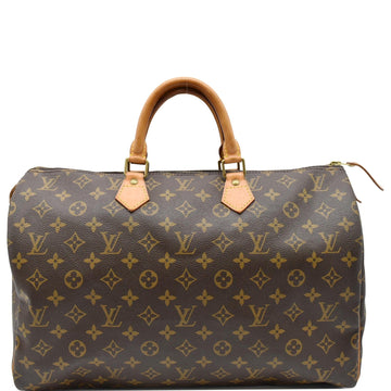 LOUIS VUITTON Speedy 40 Monogram Canvas Satchel Bag Brown