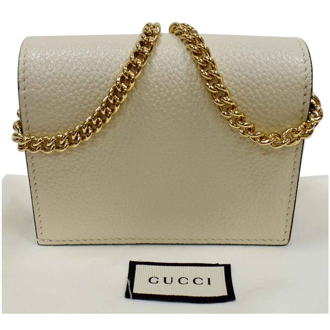 GUCCI Zumi Mini Grainy Leather Chain Wallet Cream 570660 - Final Sale