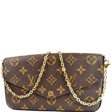 LOUIS VUITTON Pochette Felicie Monogram Canvas Crossbody Bag Brown