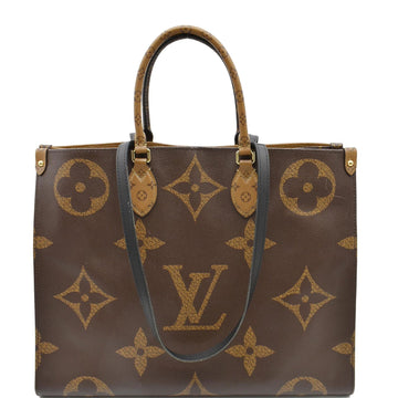 LOUIS VUITTON Onthego GM Giant Monogram Canvas Tote Shoulder Bag Brown