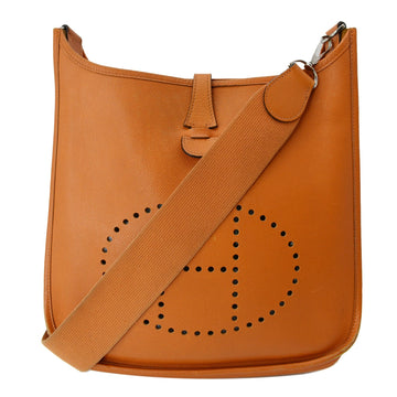 HERMES Evelyne PM Clemence Leather Crossbody Bag Orange