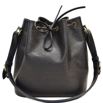 LOUIS VUITTON Petit Noe Epi Leather Shoulder Bag Black