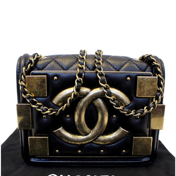 CHANEL Boy Brick Flap Black Leather Shoulder Bag
